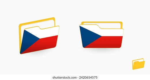 Czech Republic flag on two type of folder icon. Vector illustration.