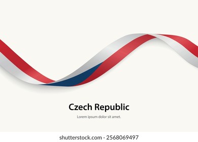 Czech Republic flag on Waving ribbon. Template for independence day