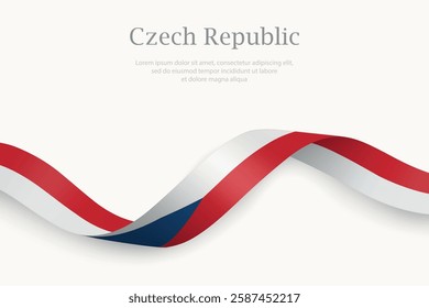 Czech Republic flag on Waving ribbon. Template for independence day