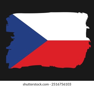 Bandeira da República Tcheca com pincel de tinta traçado grunge texture design. Efeito de traçado do pincel Grunge