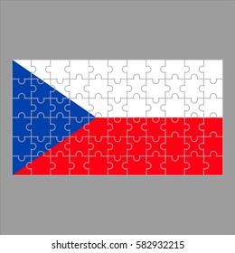 Czech Republic flag of the puzzle on a gray background. Vector illustration