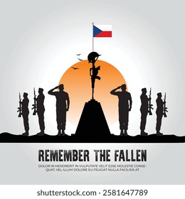 Czech Republic flag in remember the fallen flag for morning sun and army design
