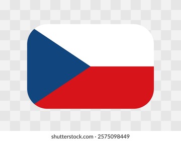 Czech Republic flag - rounded rectangle colorful flag representing a country cultural identity and heritage. The essence of national pride and unity. Vector flag on transparent background.