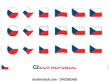 Czech Republic flag set, simple flags of Czech Republic with three different effects. Vector illustration.