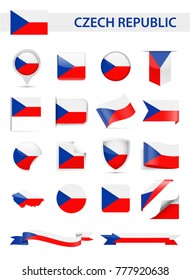 Czech Republic Flag Set - Vector Illustration