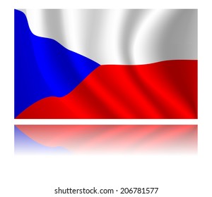 Czech republic flag with shadow in the wind illustration