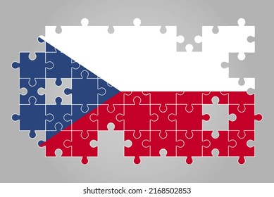 Czech Republic flag shape of jigsaw puzzle vector, puzzle map, Czech Republic flag for children and classroom, country logo asset, solve problem concept, flat design