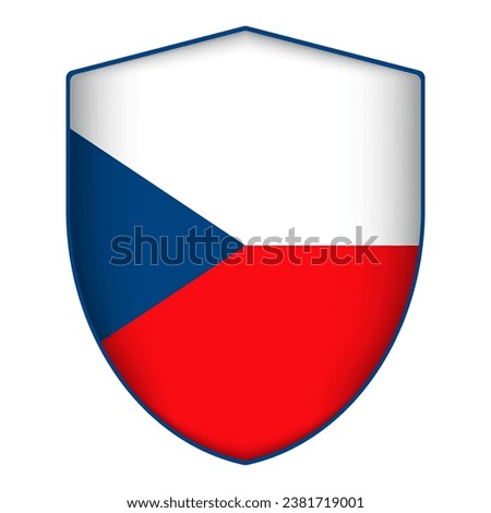 Czech Republic flag in shield shape. Vector illustration.