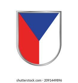 Czech Republic flag with silver frame vector design