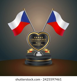 Czech Republic flag in a stand on table. Vector Illustration