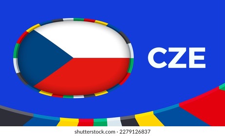Czech Republic flag stylized for European football tournament qualification. Flag on vector background.