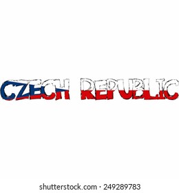 Czech Republic Flag Text Name Country Vector illustration Hand Made 