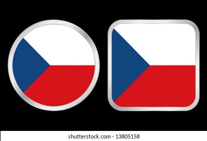 Czech Republic flag - two icon on black background. Vector illustration.