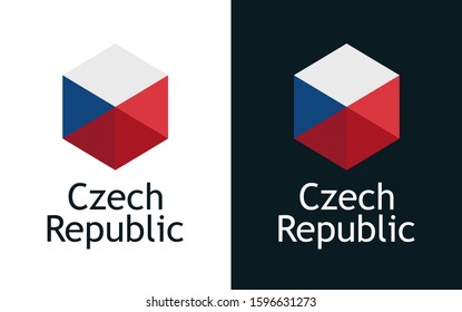 Czech Republic flag in Vector - Emblem for Elections, Sport or Travel decoration. Flat Logo on white and black color.