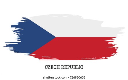 Czech Republic flag vector grunge paint stroke  