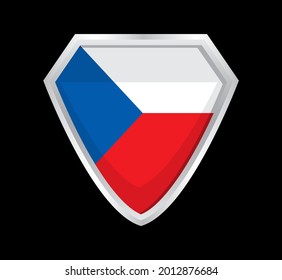 Vector de bandera de la República Checa. El signo del estado checo. Un escudo de colores rojo, blanco y azul
