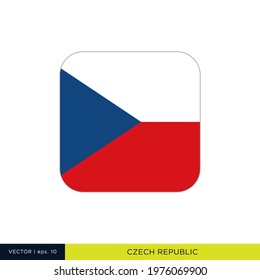 Czech Republic Flag Vector Stock Illustration Design Template. Rounded Square Shape.