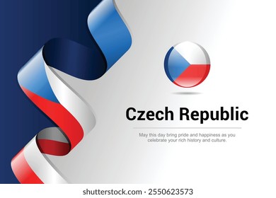 Tschechische Republik Fahne mit wellendem Hintergrund. Independence Day Concept Design Vektorgrafik.
