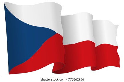 Czech Republic flag waving isolated on white in vector format.