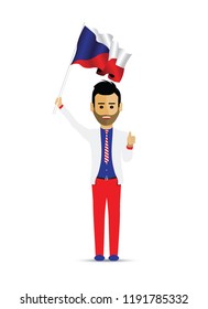 Czech Republic flag waving man