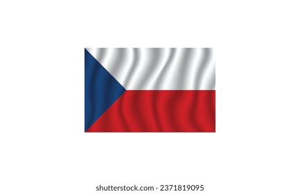 Czech Republic flag waving vector illustration Flag icon Standard color Standard size A rectangular flag Computer illustration Digital illustration.