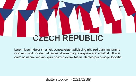 Czech Republic flags hanging on a rope, celebration and greeting concept, many Czech Republic flags with text space, banner and poster idea, decoration material, independence day