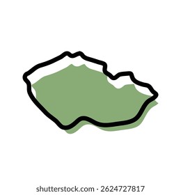 Ícone do mapa verde da República Tcheca. Mapa da República Checa. Design de ícone simples. Ilustração vetorial