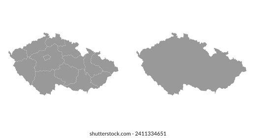 Czech Republic grey map with regions. Vector illustration.