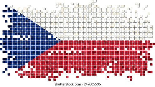 Czech Republic grunge tile flag. Vector illustration Eps 8.