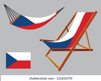czech republic hammock and deck chair set against gray background, abstract vector art illustration