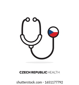 Czech Republic healthcare concept. Medical stethoscope with country flag