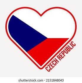 Czech Republic heart flag badge. Made with Love from Czech Republic logo. Flag of the country heart shape. Vector illustration.