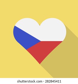 Czech Republic  heart flag flat style with long shadow. Patriotic design. Vector EPS10