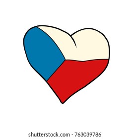 Czech Republic heart, Patriotic symbol. Comic cartoon style pop art illustration vector retro