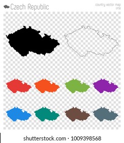 Czech Republic high detailed map. Isolated black country outline. Vector illustration.