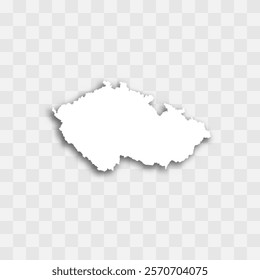 Czech Republic high detailed vector representation of country silhouette. White color on transparent background with dropped shadow. For educational, decorative, or informational use.