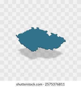 Czech Republic high detailed vector representation of country silhouette. 3D map on transparent background with dropped shadow. For educational, decorative, or informational use.