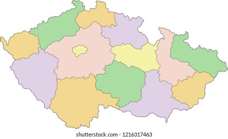 Czech Republic - Highly detailed editable political map with labeling.