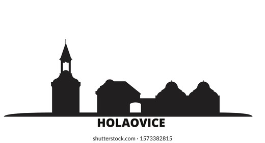 Czech Republic, Holasovice city skyline isolated vector illustration. Czech Republic, Holasovice travel black cityscape