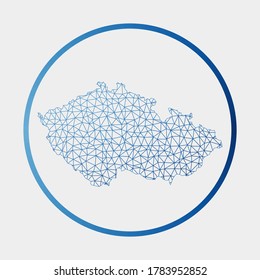 Czech Republic icon. Network map of the country. Round Czech Republic sign with gradient ring. Technology, internet, network, telecommunication concept. Vector illustration.