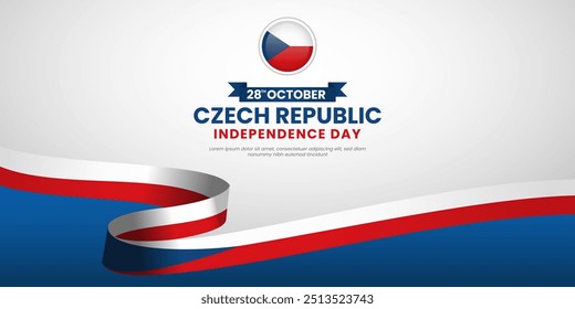 Czech Republic Independence Day Background With Waving Ribbon Flag Design