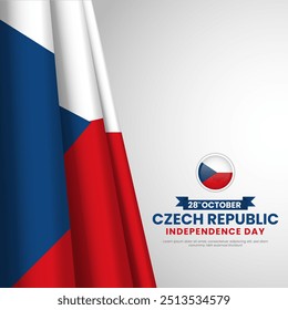 Czech Republic independence day greeting card, square banner, vector illustration. National day 28th of October background