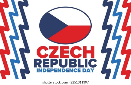 Czech Republic Independence Day. National happy holiday, celebrated annual in October 28. Czech Republic flag. Red and blue colors. Patriotic elements. Poster, banner, background. Vector illustration