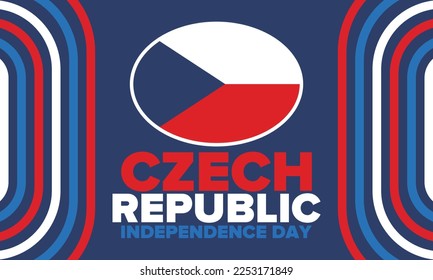 Czech Republic Independence Day. National happy holiday, celebrated annual in October 28. Czech Republic flag. Red and blue colors. Patriotic elements. Poster, banner, background. Vector illustration