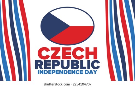 Czech Republic Independence Day. National happy holiday, celebrated annual in October 28. Czech Republic flag. Red and blue colors. Patriotic elements. Poster, banner, background. Vector illustration