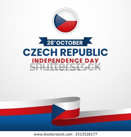 Czech Republic independence day Square Banner Background with Waving ribbon flag design