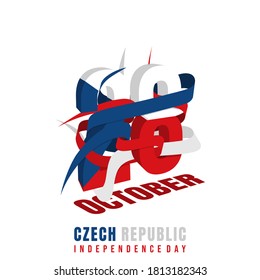 Czech Republic Independence Day with Typography of 28 number when celebrate on October 28.