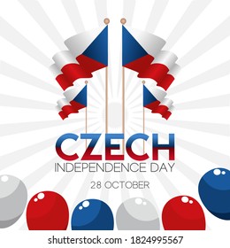 Ilustración de vectores del Día de la Independencia de la República Checa. ... Adecuado para tarjetas de felicitación, afiches y banner.