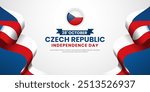 Czech Republic Independence and National Day on September 28th with Waving Ribbon Flag Background