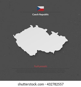 Czech Republic isolated map and official flag icons. vector Czech political map 3d illustration. Central Europe geographic banner template. travel business concept vector maps. Czech Republic map icon